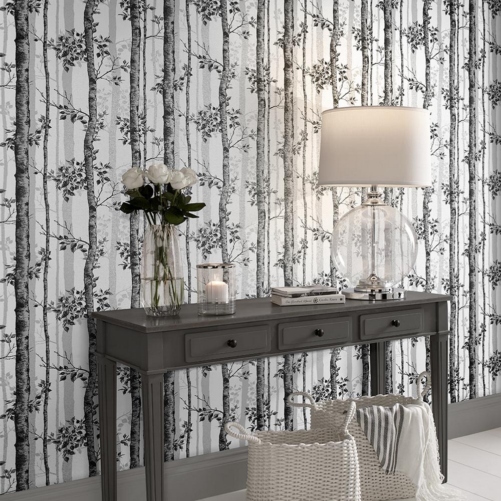 Albero Wallpaper 106424 by Graham & Brown in Black White